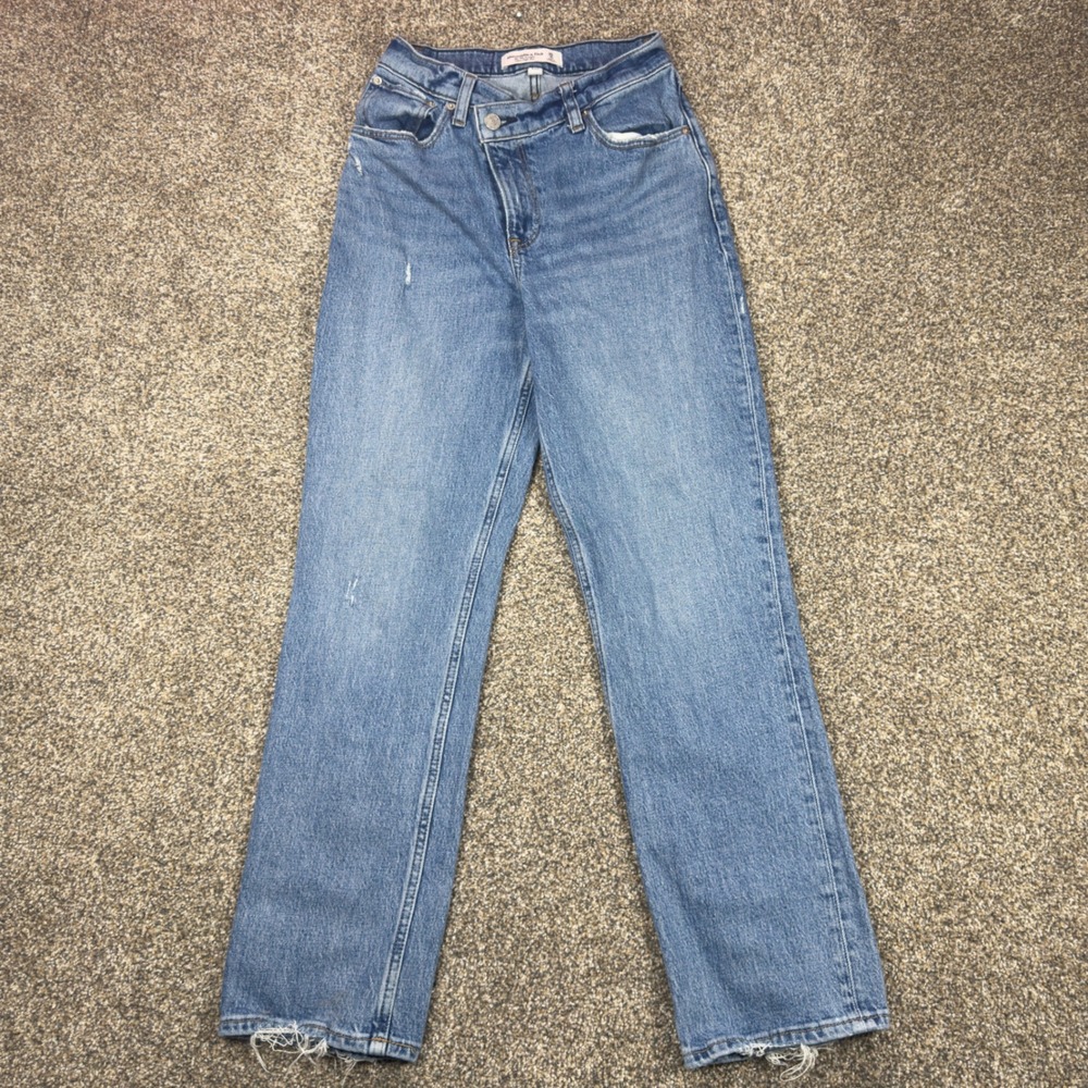 Abercrombie & Fitch Curve Love 90s Straight Ultra High Rise Jeans Blue 25 0S Y2K